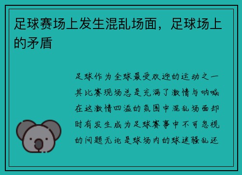 足球赛场上发生混乱场面，足球场上的矛盾